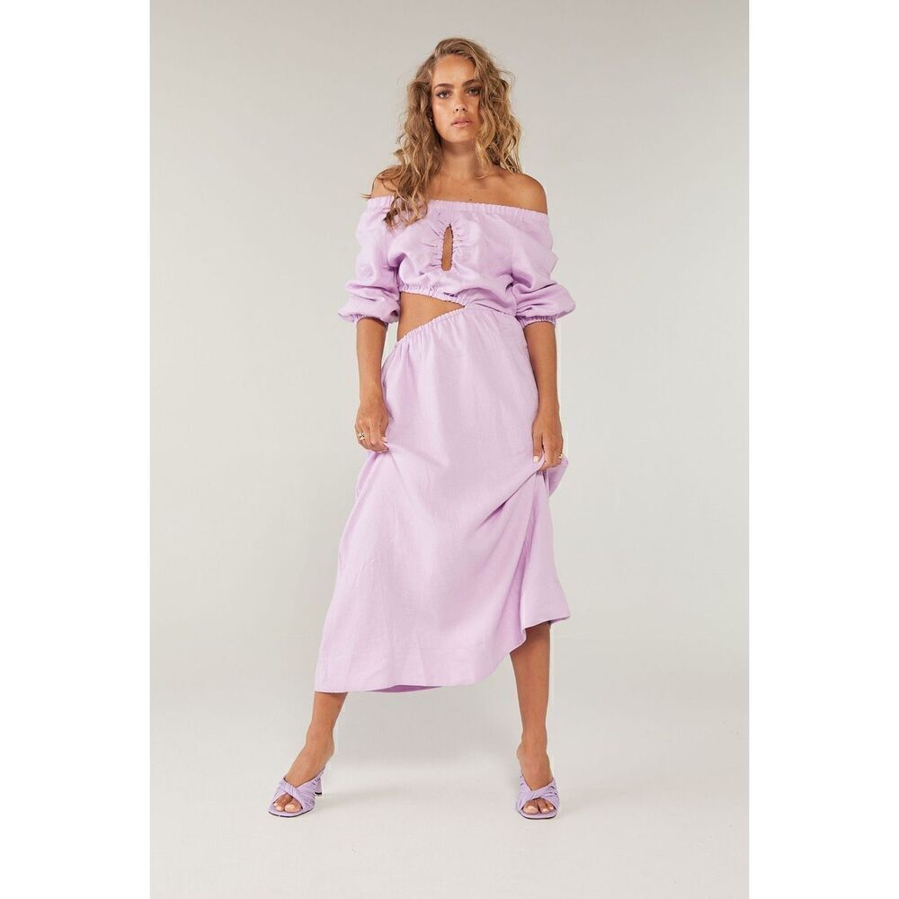 SOVERE ENTICE REVERSIBLE MIDI DRESS FROSTED LILAC Size 4